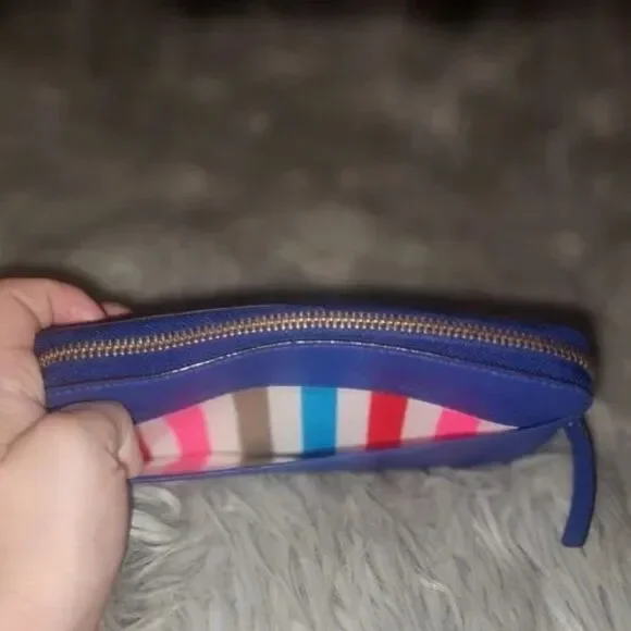 Kate Spade Neda Navy Blue WLRU 1148 Newbury Lane Zip Wallet Preppy Classic - Picture 3 of 7